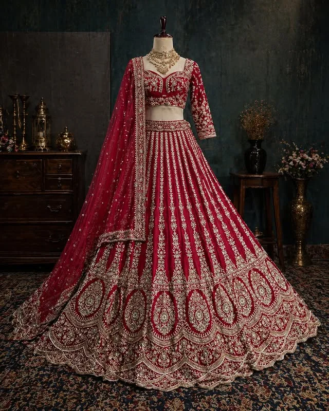 Royal Crimson Zardosi Masterpiece Lehenga